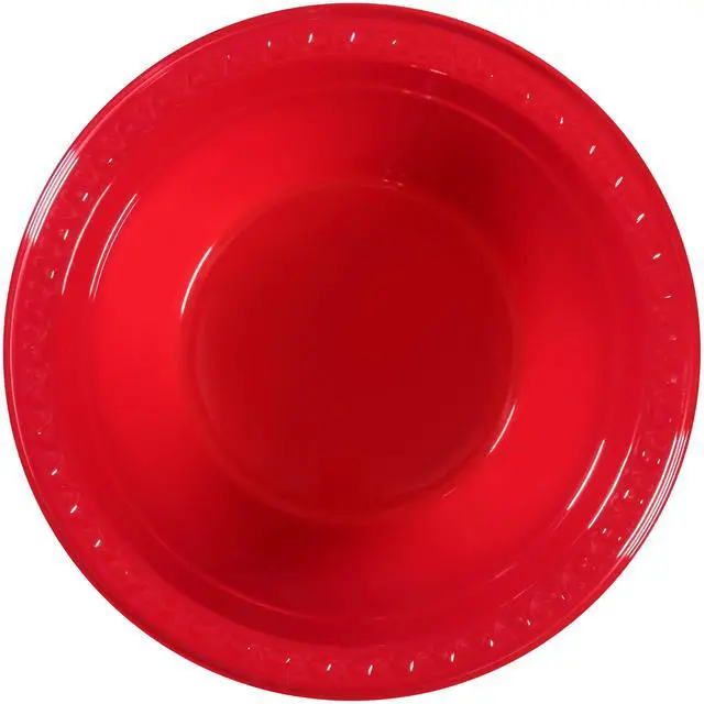 Alt view image 2 of 6 - (3 pack) Great Value Everyday Disposable Plastic Bowls, Red, 20 oz, 25 Count