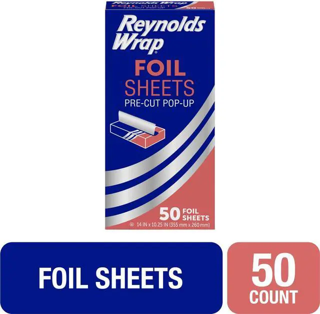 Main image of Reynolds Wrap Pre-Cut Pop-Up Aluminum Foil Sheets, 14 x 10.25 inches, 50 Sheets