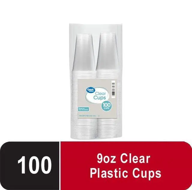 Alt view image 2 of 4 - Great Value Disposable Plastic Cups, Clear, 9 oz, 100 Count