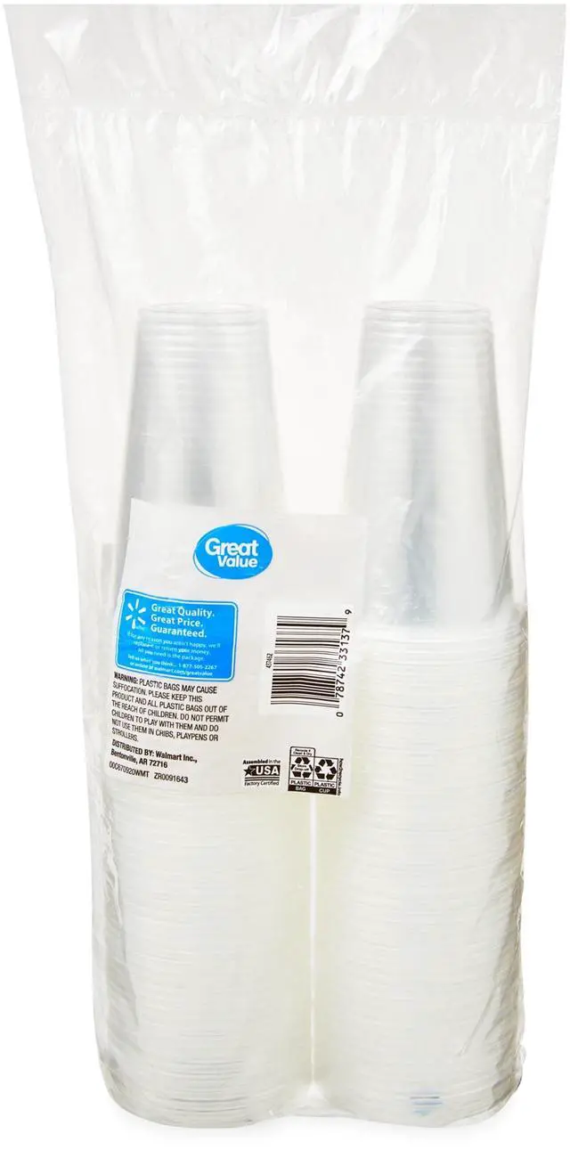 Alt view image 3 of 4 - Great Value Disposable Plastic Cups, Clear, 9 oz, 100 Count