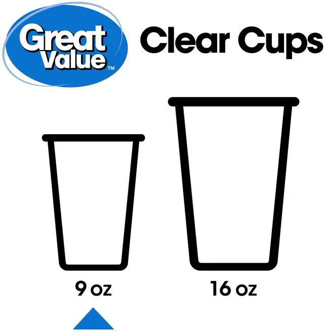 Alt view image 4 of 4 - Great Value Disposable Plastic Cups, Clear, 9 oz, 100 Count
