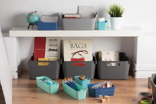Alt view image 4 of 7 - (2 pack) Mainstays 3-Pack Flexible Plastic Drawer Organizer Bins, Green, 10.4 in x 3.2 in x 2.9 in