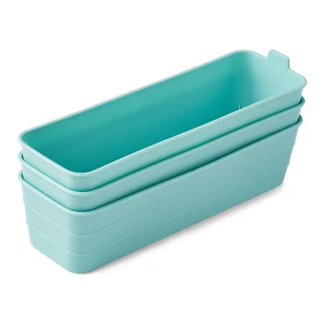 Alt view image 7 of 7 - (2 pack) Mainstays 3-Pack Flexible Plastic Drawer Organizer Bins, Green, 10.4 in x 3.2 in x 2.9 in