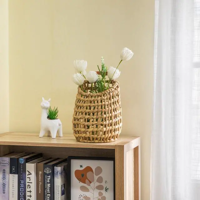 Alt view image 3 of 7 - Better Homes & Gardens Water Hyacinth Hanging Basket with Faux Leather Strap