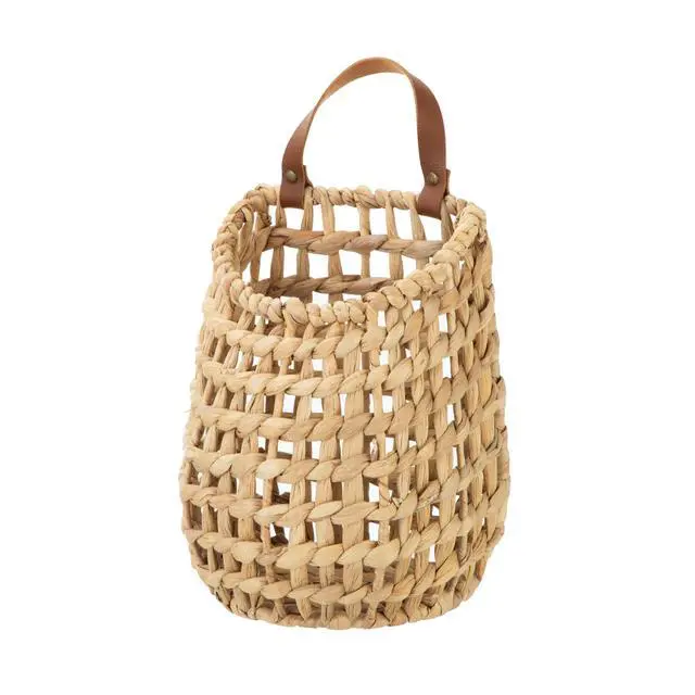 Alt view image 7 of 7 - Better Homes & Gardens Water Hyacinth Hanging Basket with Faux Leather Strap