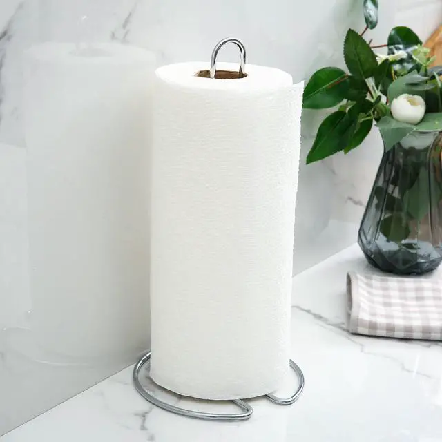 Alt view image 2 of 6 - Mainstays Countertop Paper Towel Holder Stand, Silver Metal Kitchen Paper Towel Roll Holder and Dispenser for Kitchen Counter Storage