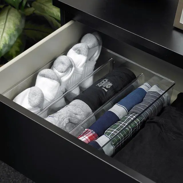 Alt view image 6 of 6 - Mainstays 3-Pack Clear Plastic Drawer Organizer Divided Compartment Set