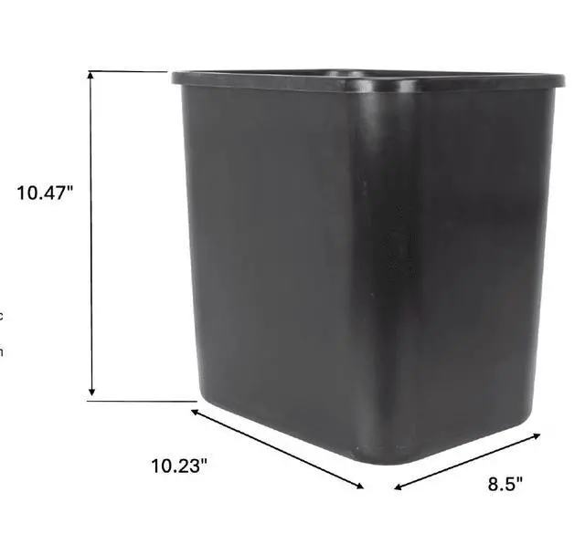 Alt view image 5 of 7 - (2 pack) Mainstays Bathroom Trash Can, 3 Gallon Plastic Open Top Garbage Bucket Bin, Black