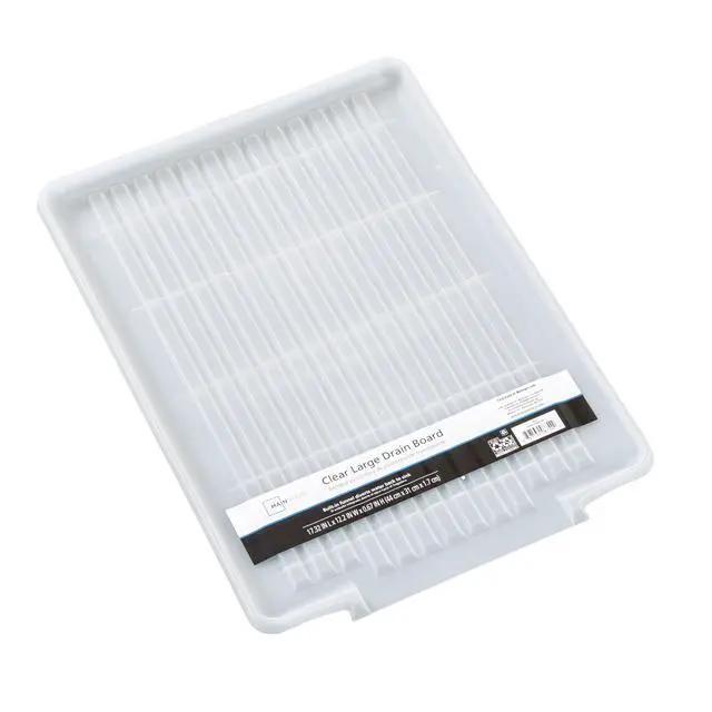 Alt view image 2 of 5 - Mainstays Large Clear Plastic Dish Drying Drain Board, Kitchen Sink Dish Drainer Tray for Countertop Drying