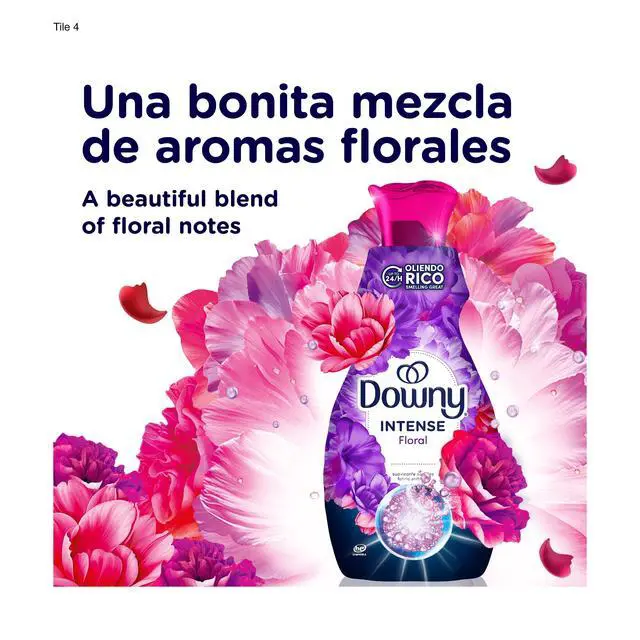Alt view image 2 of 6 - Downy Intense Liquid Fabric Softener and Conditioner, Floral Scent, 77 fl oz, 105 Loads