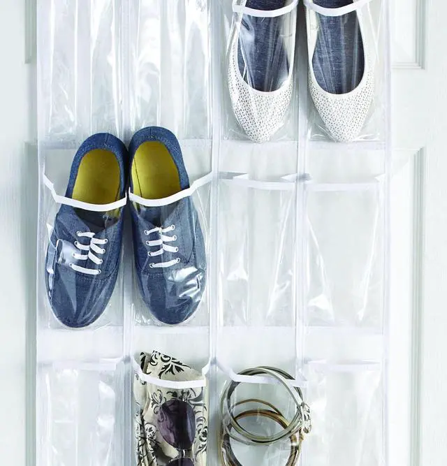 Alt view image 2 of 7 - Mainstays 24 Pocket Clear Over the Door Non Woven Closet Shoe Organizer Shelf - Arctic White
