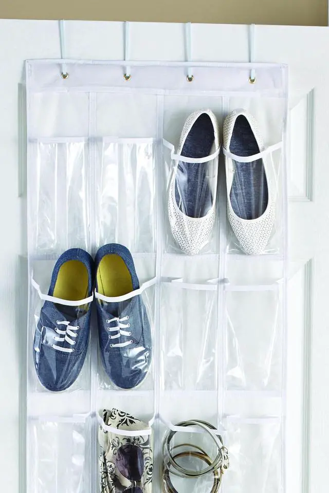 Alt view image 7 of 7 - Mainstays 24 Pocket Clear Over the Door Non Woven Closet Shoe Organizer Shelf - Arctic White