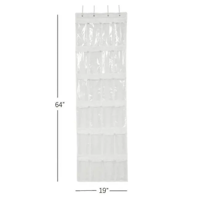 Alt view image 5 of 7 - Mainstays 24 Pocket Clear Over the Door Non Woven Closet Shoe Organizer Shelf - Arctic White
