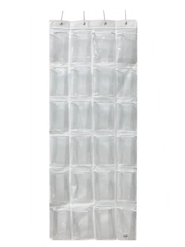 Alt view image 4 of 7 - Mainstays 24 Pocket Clear Over the Door Non Woven Closet Shoe Organizer Shelf - Arctic White