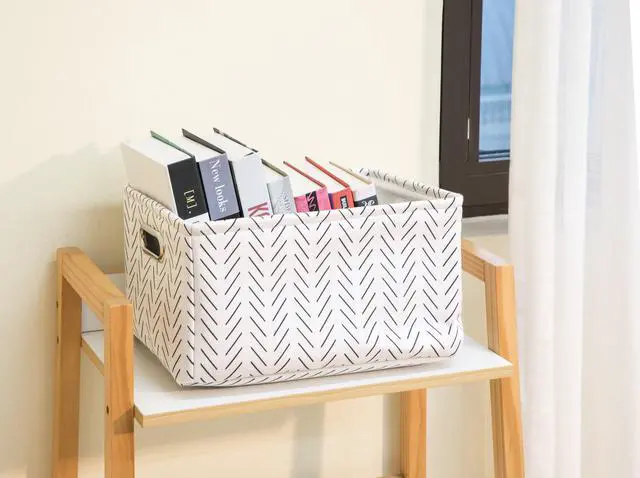 Alt view image 4 of 7 - Mainstays Black and White Lines Canvas Fabric Decorative Storage Basket with Handles, 15 in x 8 in x 11 in