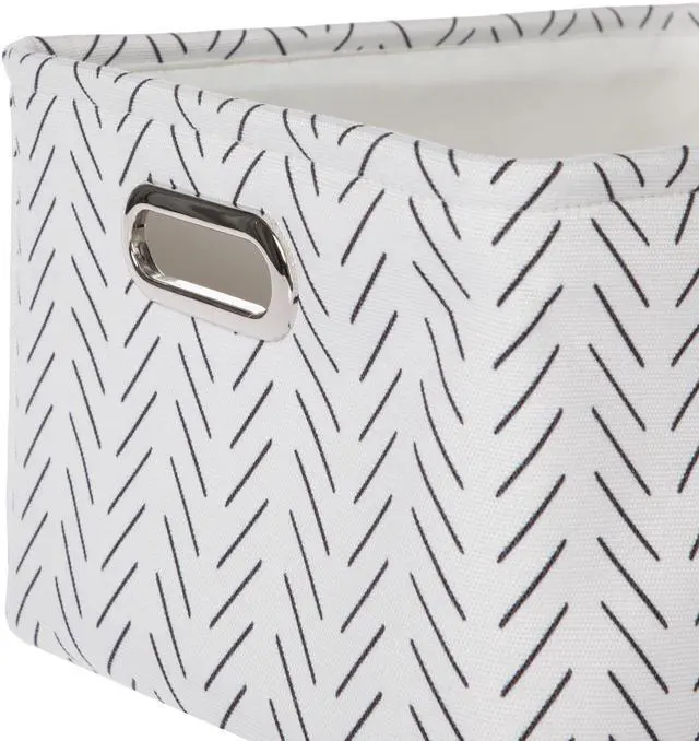 Alt view image 6 of 7 - Mainstays Black and White Lines Canvas Fabric Decorative Storage Basket with Handles, 15 in x 8 in x 11 in