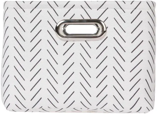 Alt view image 2 of 7 - Mainstays Black and White Lines Canvas Fabric Decorative Storage Basket with Handles, 15 in x 8 in x 11 in