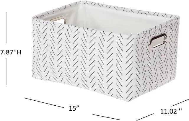 Alt view image 5 of 7 - Mainstays Black and White Lines Canvas Fabric Decorative Storage Basket with Handles, 15 in x 8 in x 11 in