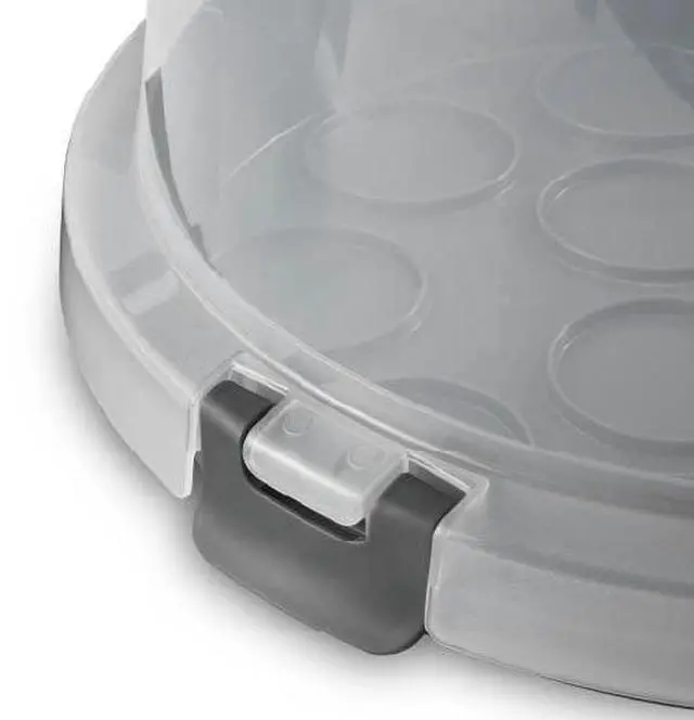 Alt view image 2 of 6 - Mainstays Cake & Cupcake Carrier with Flippable Base, Lid, Handle and Clasps, Gray Plastic