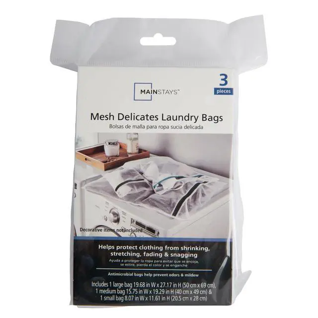 Alt view image 5 of 6 - Mainstays 3 Piece Mesh Wash Bag Set, White, 12" X 8" - 28" X 20"