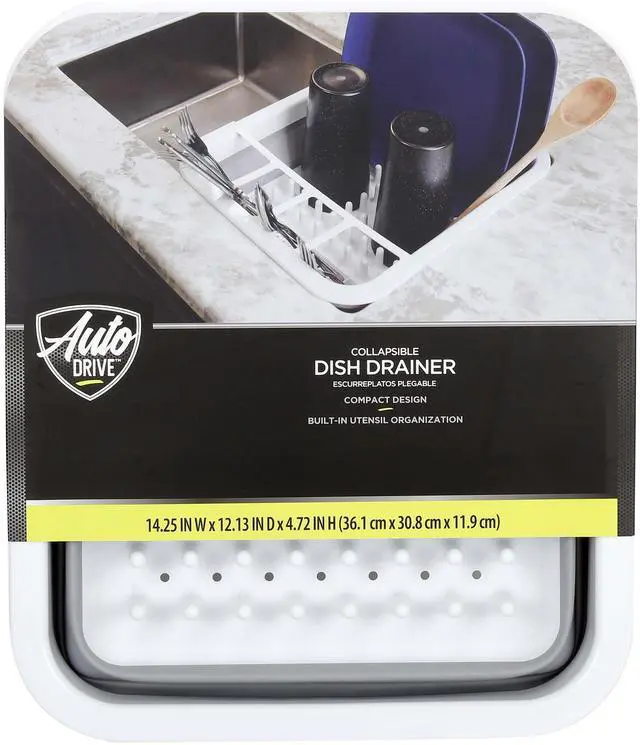 Main image of Auto-Drive, RV Collapsible Dish Drainer with Built-in-Utensil Organizer, Thermoplastic rubber