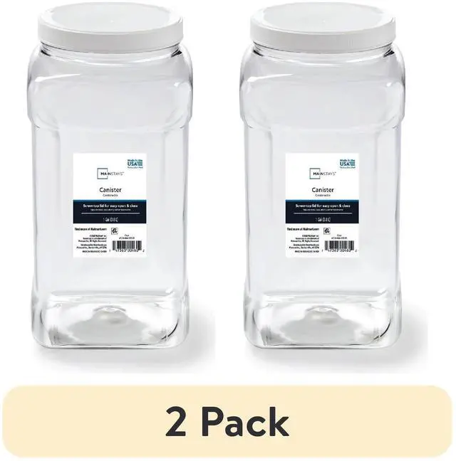 Main image of (2 pack) Mainstays 4-Quart Clear Plastic Canister with White Twist-Top Lid (1 Each) 5.83" x 5.16" x 10.20", Well Suited to Pantry Organization and Food Storage
