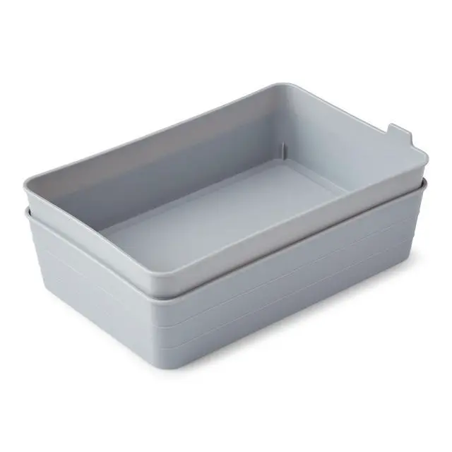 Alt view image 6 of 6 - (2 pack) Mainstays 2-Pack Flexible Drawer Storage Organizer Bins, Plastic Drawer Organizer Containers for Kitchen Drawer, Desk Drawer and Bathroom Drawer Organization, Gray