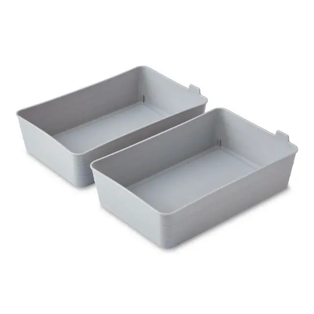 Alt view image 5 of 6 - (2 pack) Mainstays 2-Pack Flexible Drawer Storage Organizer Bins, Plastic Drawer Organizer Containers for Kitchen Drawer, Desk Drawer and Bathroom Drawer Organization, Gray