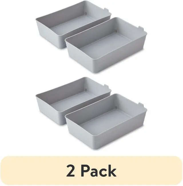 Main image of (2 pack) Mainstays 2-Pack Flexible Drawer Storage Organizer Bins, Plastic Drawer Organizer Containers for Kitchen Drawer, Desk Drawer and Bathroom Drawer Organization, Gray