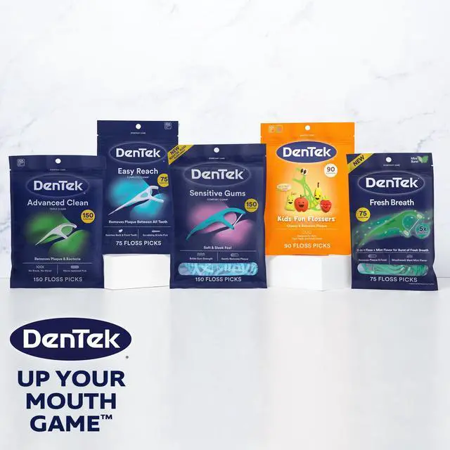 Alt view image 5 of 6 - DenTek Comfort Clean Sensitive Gums Floss Picks, Soft & Sleek Ribbon Floss, 150 Count