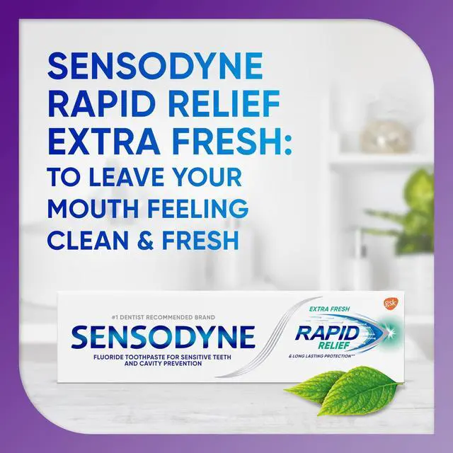 Alt view image 2 of 6 - Sensodyne Rapid Relief Sensitive Toothpaste, Extra Fresh, 3.4 Oz, for Adults