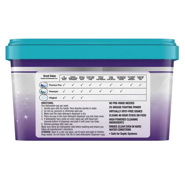 Alt view image 3 of 7 - Great Value Premium Plus Dishwasher Pacs, Fresh Scent, 66 Count