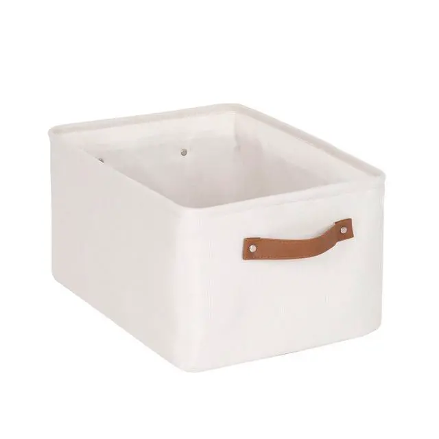 Alt view image 6 of 6 - Mainstays Rectangular Canvas Decorative Storage Basket with Polyurethane Handles, Natural, 15 in x 11.02 in x 7.87 in