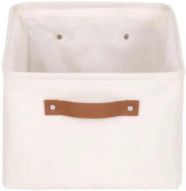 Main image of Mainstays Rectangular Canvas Decorative Storage Basket with Polyurethane Handles, Natural, 15 in x 11.02 in x 7.87 in