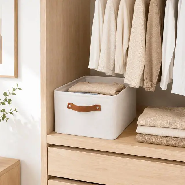 Alt view image 2 of 6 - Mainstays Rectangular Canvas Decorative Storage Basket with Polyurethane Handles, Natural, 15 in x 11.02 in x 7.87 in