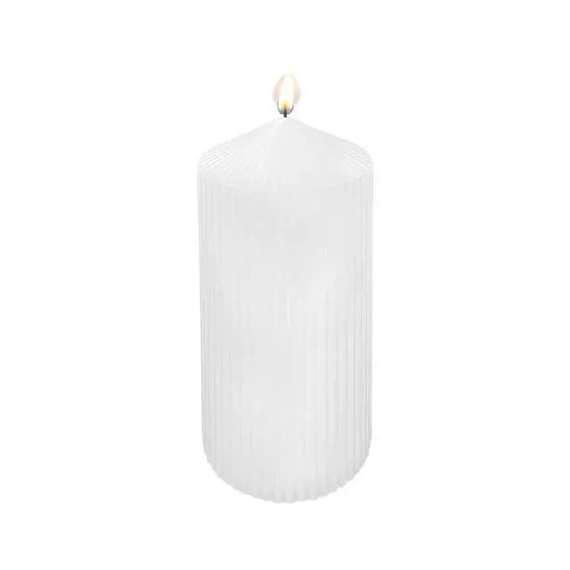 Alt view image 4 of 4 - Mainstays Unscented Ribbed Pillar Candle, White, 3 in x 6 in