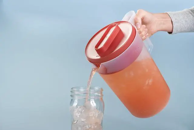Alt view image 2 of 6 - Rubbermaid, Pitcher, Simply Pour Clear/Red Pitcher Plastic 1 gal, plastic, 1 gal, helpful for family beverage service, A Practical Choice for Everyday Beverage Serving