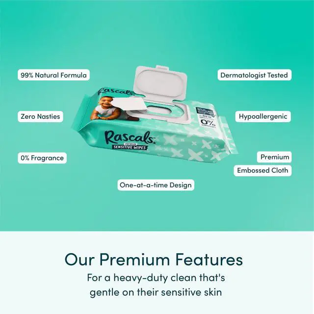 Alt view image 6 of 6 - Rascals Premium Sensitive Alcohol Free Baby Wipes, 216 Count
