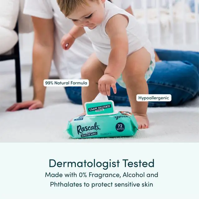 Alt view image 4 of 6 - Rascals Premium Sensitive Alcohol Free Baby Wipes, 216 Count