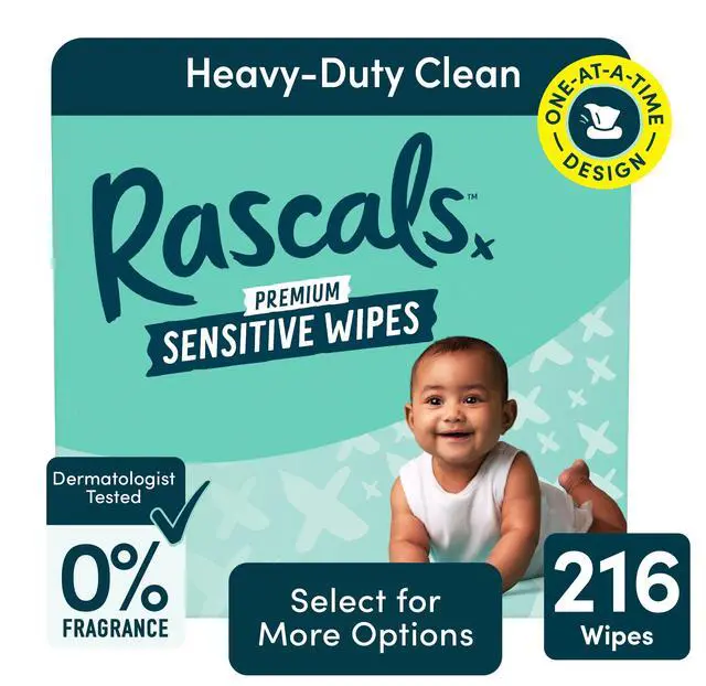 Main image of Rascals Premium Sensitive Alcohol Free Baby Wipes, 216 Count