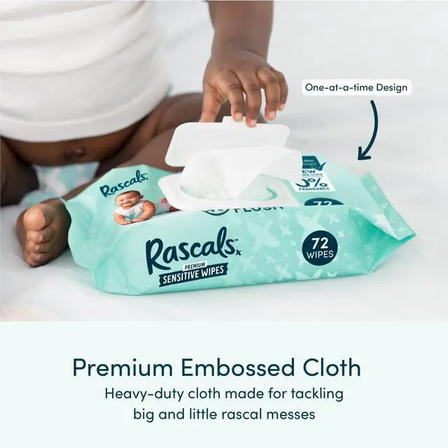 Alt view image 2 of 6 - Rascals Premium Sensitive Alcohol Free Baby Wipes, 216 Count