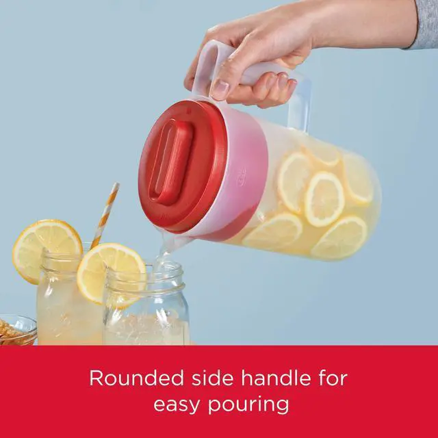 Alt view image 7 of 7 - (2 pack) Rubbermaid Plastic Pitcher, Clear/Red, 2 Quart