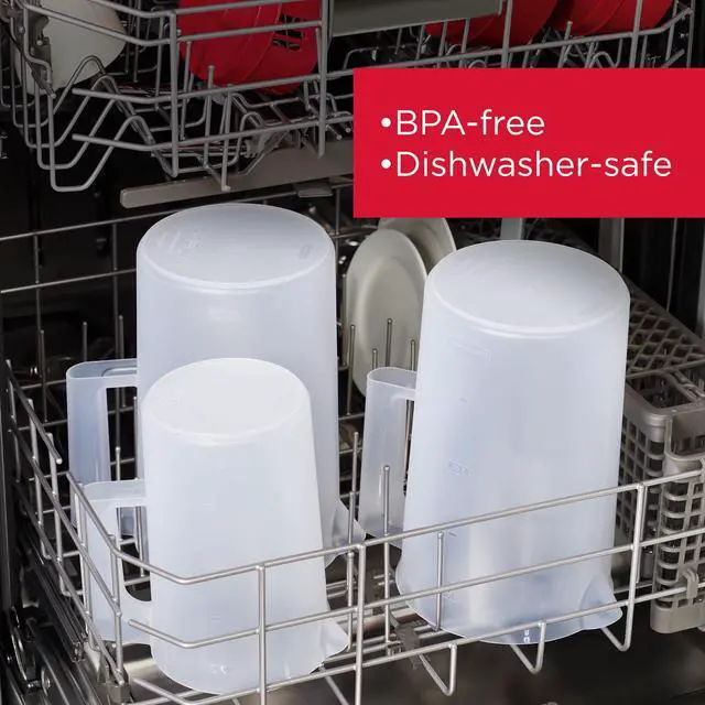 Alt view image 6 of 7 - (2 pack) Rubbermaid Plastic Pitcher, Clear/Red, 2 Quart
