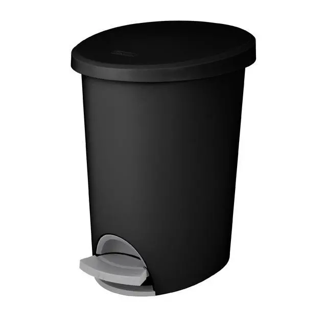 Alt view image 7 of 7 - Sterilite Small Bathroom Trash Can, 2.6 Gallon Plastic Garbage Bucket Bin with Step Lid, Black