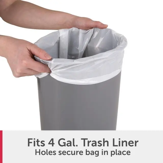 Alt view image 3 of 7 - Sterilite Small Bathroom Trash Can, 2.6 Gallon Plastic Garbage Bucket Bin with Step Lid, Black