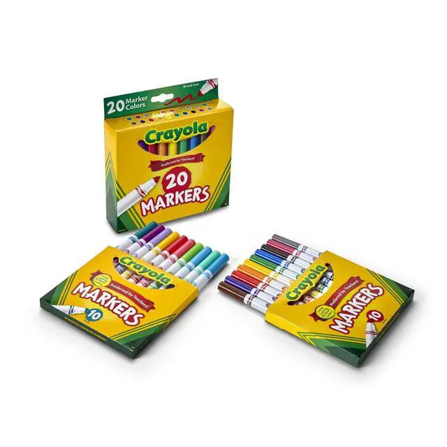 Alt view image 3 of 7 - Crayola Broad Line Markers, 20 Ct Classic Colors, School Supplies for Teachers and Kids, Classroom Supplies
