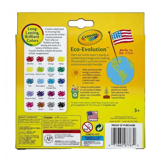 Alt view image 7 of 7 - Crayola Broad Line Markers, 20 Ct Classic Colors, School Supplies for Teachers and Kids, Classroom Supplies