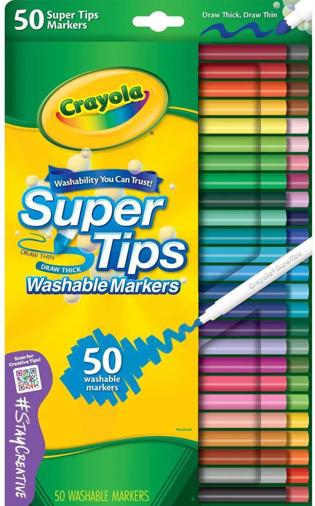 Main image of Crayola Super Tips Washable Markers for Kids, 50 Ct, Back to School Supplies, Arts and Crafts, Classroom Must Haves, Coloring Gifts for Teachers and Kids, Ages 3+