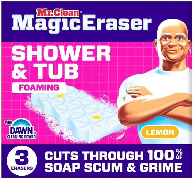 Main image of Mr. Clean Magic Eraser Sponge, Shower & Tub Cleaner, Lemon, 3 Count