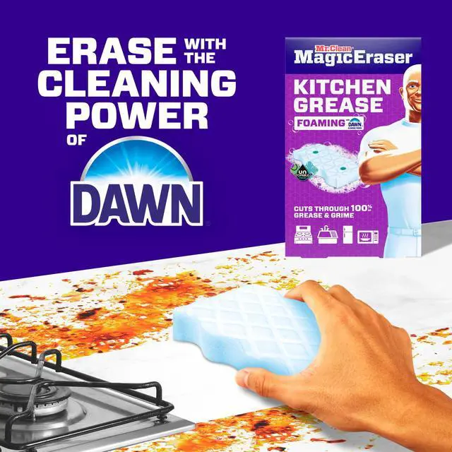 Alt view image 5 of 6 - Mr. Clean Magic Eraser Sponge, Kitchen Grease, Unstopables Fresh, 3 Count